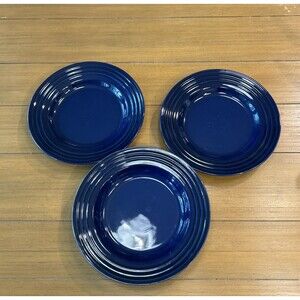 Set of 3 Le Creuset Blue Stoneware 10” Dinner Plates